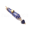 6Pcs 6 Styles Natural Carnelian & Green Aventurine & Rose Quartz & Quartz Crystal & Lapis Lazuli & Amethyst Copper Wire Wrapped Faceted Bullet Heart Pendants PALLOY-JF03482-01-4