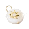 6Pcs 6 Styles Natural Freshwater Shell Flat Round Star Moon Pendants PALLOY-JF03835-4