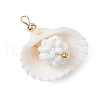 Clam Shell & Glass Seed Beaded Pendants PALLOY-MZ00526-01-3