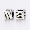 304 Stainless Steel Large Hole Letter European Beads STAS-H428-01AS-W-2