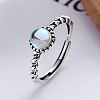 925 Sterling Silver & Natural Moonstone Adjustable Finger Rings FS-WG9EA45-02-1