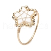 Natural Shell Star Braided Bead Style Ring RJEW-JR00613-1