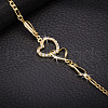 Brass Cubic Zirconia Link Chain Bracelets BJEW-EE0003-01G-3