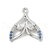 Brass Pave Light Sky Blue and Clear Cubic Zirconia Sea Animal Connector Charms KK-M326-07C-P-1