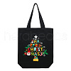 DIY Christmas Tree Pattern Black Canvas Tote Bag Embroidery Kit PW23050615291-1
