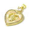 Mother's Day Real 18K Gold Plated Brass Micro Pave Clear Cubic Zirconia Pendants KK-H472-13G-08-2