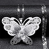 304 Stainless Steel Crystal Rhinestone 3D Hollow Butterfly Pendant Necklaces for Women NJEW-K283-30P-1