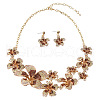 Flower Alloy Rhinestone Pendant Necklaces & Stud Dangle Earrings Sets FS-WGB2523-04-2