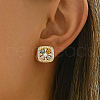 Elegant Brass Pave Cubic Zirconia Square Stud Earrings TT3132-1