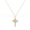 Crown Cross Brass Micro Pave Clear Cubic Zirconia Pendant Necklaces for Women FS-WGD6F49-01-4