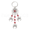 5Pcs 5 Styles Tibetan Style Alloy Natural Gemstone Keychains KEYC-JKC01240-4