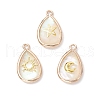 3Pcs 3 Styles Natural Paua Shell Teardrop Pendants PALLOY-JF03762-1