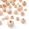 6 Style Natural Round Wood Beads and Jute Cords WOOD-YW0001-02-4