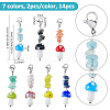 14Pcs 7 Colors Mushroom Handmade Lampwork Pendant Decorations HJEW-FH00070-2