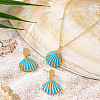 Shell Shape Zinc Alloy Enamel Pendant Necklace & Stud Dangle Earring Sets FS-WGDA6B7-01-1
