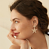 FIBLOOM 3 Pairs 3 Style Alloy Starfish Dangle Stud Earrings with Plastic Pearl Beaded EJEW-FI0002-95-7