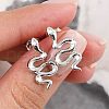 S925 Sterling Silver Clear Cubic Zirconia Snake Stud Earrings QQ4809-6