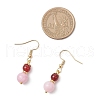 Round Natural Quartz & Carnelian Beaded Necklace & Bracelet & Dangle Earring Sets SJEW-JS01335-5