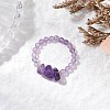 Natural Amethyst Beaded Rings RJEW-TA00191-01-1