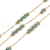 Handmade 304 Stainless Steel & Glass Beaded Chains CHS-L031-01G-05-1
