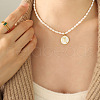 Mother's Day Jewellery 304 Stainless Steel Pave Natural White Shell Constellation Pendant Natural Freshwater Pearl Rice Beaded Necklaces for Women FS-WG631DE-12-1