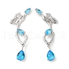 Sky Blue Cubic Zirconia Butterfly with Teardrop Dangle Sutd Earring EJEW-H092-02P-1