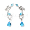 Sky Blue Cubic Zirconia Butterfly with Teardrop Dangle Sutd Earring EJEW-H092-02P-1