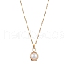 Round Natural Freshwater Pearl Copper Wire Wrapped Pendant Necklaces NJEW-JN04947-01-1