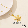 Stainless Steel Leaf Pendant Necklace XM4050-2-1