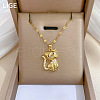 Cat Shaped Brass Micro Pave Clear and Black Cubic Zirconia
Pendant Necklaces FS-WG44377-01-3