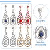 FIBLOOM 4 Pairs 4 Colors Rhinestone Teardrop Dangle Stud Earrings EJEW-FI0002-42-5