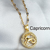 Twelve Constellation Alloy Crystal Rhinestone Pendant Necklaces for Women WG8B703-04-1