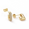 Clear Cubic Zirconia Rectangle Stud Earrings EJEW-F304-12G-2