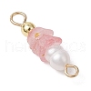Frosted Flower Natural Cultured Freshwater Pearl & Acrylic Connector Charms PALLOY-JF03590-05-4