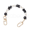 Natural Black Onyx(Dyed & Heated) Chip & Round ABS Plastic Imitation Pearl Bag Extension Chains AJEW-BA00147-01-2
