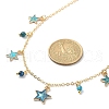Natural Agate Round & Alloy Enamel Star Charms Bib Necklace with 304 Stainless Steel Chains NJEW-JN04404-03-3
