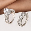 Brass Micro Pave Cubic Zirconia Finger Rings FS-WG54D45-03-1