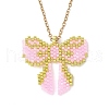 MIYUKI Delica Seed Beads Loom Pattern Bowknot Pendant Necklaces NJEW-MZ00097-01-3