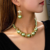 Acrylic Pearl Round Beaded Necklaces & Dangle Earrings Sets FS-WG675D0-01-2