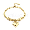 Brass Micro Pave Clear Cubic Zirconia Charm Bracelets BJEW-U020-17G-4
