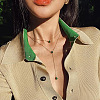 Teardrop 304 Stainless Steel Green Cubic Zirconia Pendant Double Layer Y Necklaces for Women FS-WGFDBB9-01-3