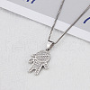Brass Micro Pave Clear Cubic Zirconia Boy Pendant Necklaces FS-WGEEEEA-02-1