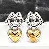304 Stainless Steel Two-tone Stud Earrings for Women EJEW-R023-01GP-05-1