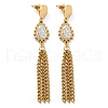Ion Plating(IP) Rhinestone Teardrop Dangle Stud Earrings EJEW-D083-03G-1