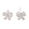 Bowknot Brass Stud Earrings for Women EJEW-P288-02P-3
