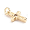 Brass Micro Pave Cubic Zirconia Tiny Cross Charms ZIRC-G165-03G-5