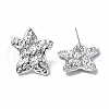 Non-Tarnish 304 Stainless Steel Textured Star Stud Earrings for Women EJEW-F300-01P-2