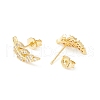 Clear Cubic Zirconia Feather Stud Earrings EJEW-P196-15G-2