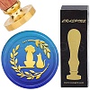 Brass Wax Seal Stamp with Wood Handle AJEW-WH0412-0283-1