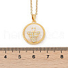 Flat Round with Bee Brass Micro Pave Cubic Zirconia Pendant Neckalces for Women NJEW-C076-12G-5